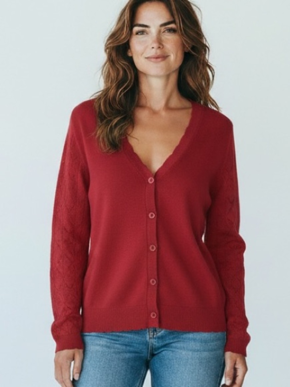 ❤️ 🆕AGSEEM Red Button-Front Cardigan Sweater – Size Medium